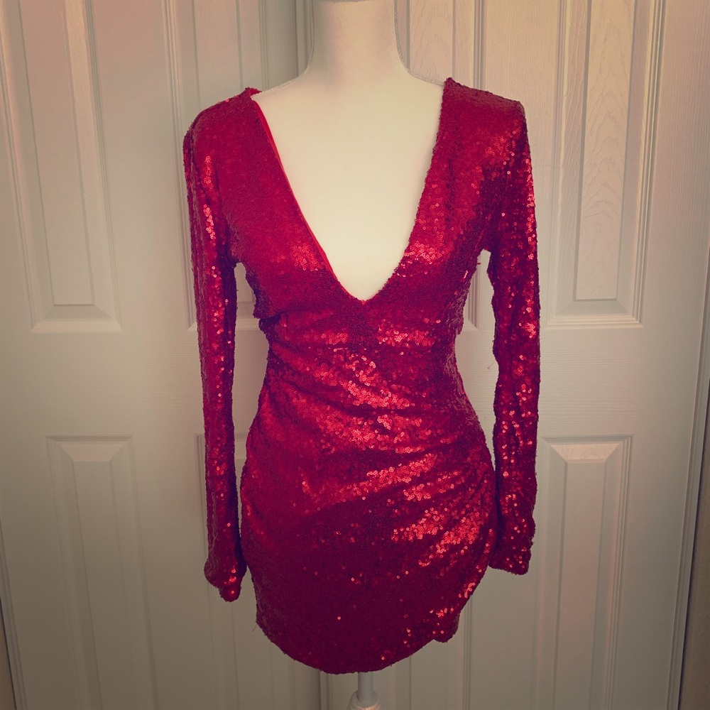 Red mini dress